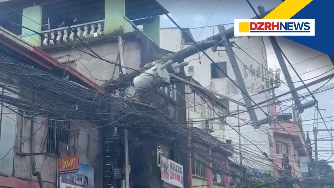 Strong winds knock down power pole, damages house in Pasay City